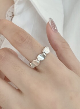 个性设计感几何不规则戒指女精致拉丝雾面豆豆开口指环小众食指戒