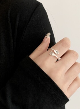 韩版甜美小花朵食指戒指可调节