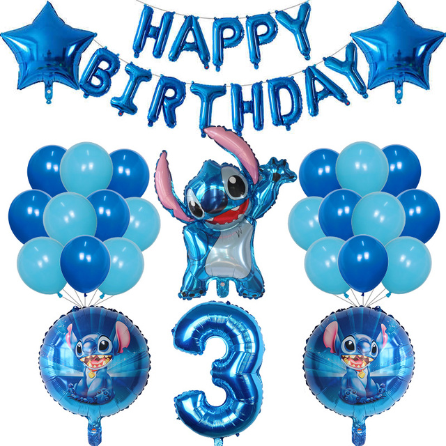 星际宝贝史迪仔主题派对 Stitch儿童生日字母装饰乳胶气球组合 - 图1