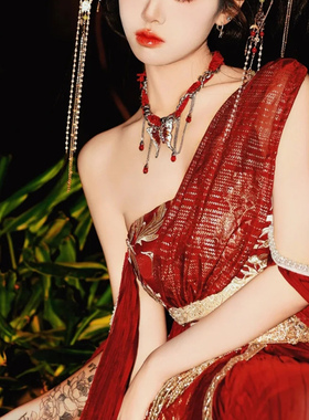 红色西域公主项链异域风情配饰