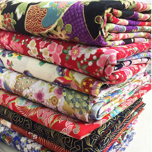 包邮日式和风全棉烫金印花布 汉服和服旗袍手工DIY箱包家纺面料 - 图1