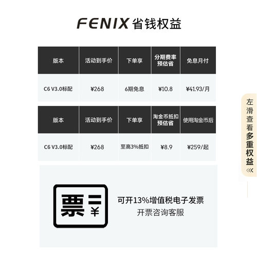 Fenix菲尼克斯C6 C5户外自行车灯超亮强光防水巡逻充电聚光手电筒 - 图1