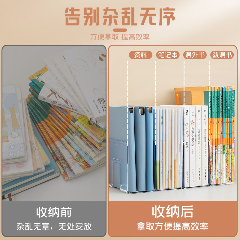 书立架阅读架书夹桌上书架桌面固定书本收纳神器分隔板书桌立架课桌收纳学生用透明亚克力置物架书挡架放书夹_虎窝淘