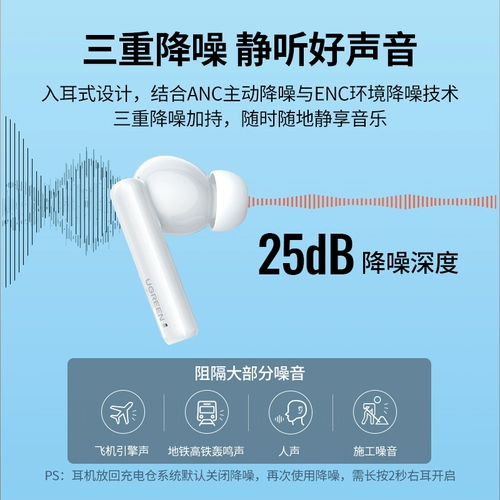 Зеленый лианцский T3 Bluetooth -гарнитура Hitune снижение шумоподавления Реал беспроводной вход ANC -Ear