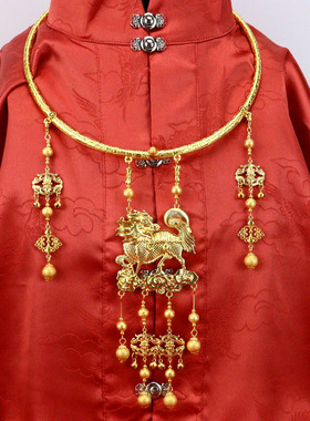 新中式璎珞项圈汉服麒麟流苏配饰搭配马面裙明制服饰古典唐风项u.