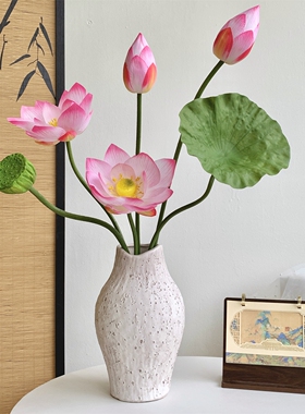 荷花仿真花莲蓬荷叶莲花客厅摆设假花佛堂装饰花造景拍照道具摆件