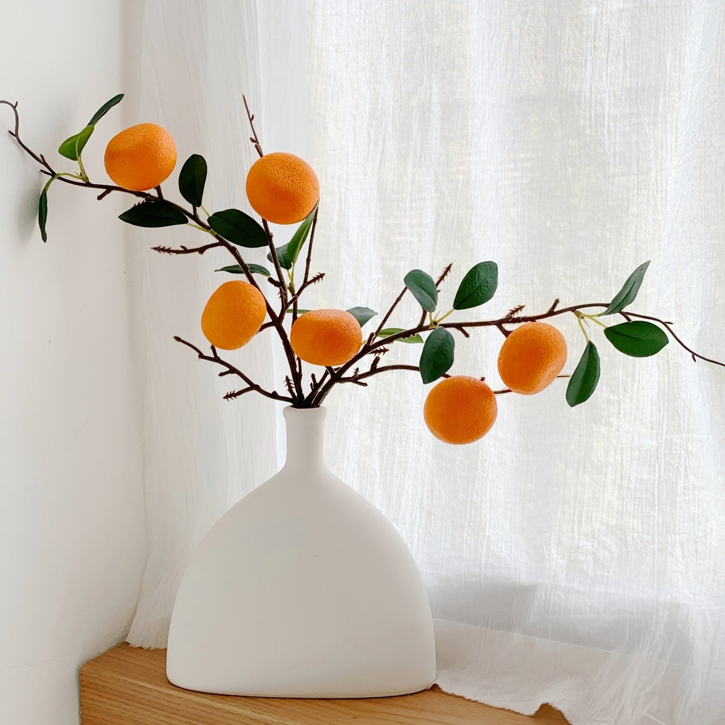 仿真桔子水果树枝假花摆设花艺年宵花客厅餐桌装饰品摆件新年装饰,淘宝优惠券,粉丝福利购,淘宝优惠卷