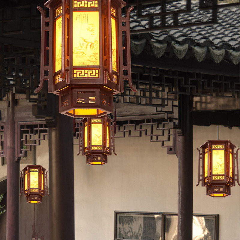 中式仿古小吊灯复古灯笼实木创意茶楼书房过道走廊阳台灯中国风,淘宝优惠券,粉丝福利购,淘宝优惠卷