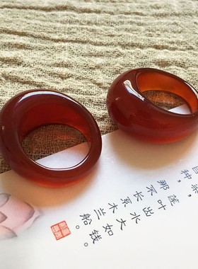 男女款红玛瑙戒指玉髓玉石扳指