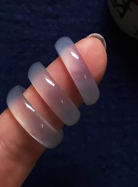 天然冰种白玛瑙玉髓戒指冷淡风高级感指环小众轻奢情侣款对戒礼物