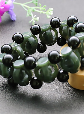 和田玉青玉男时来运转男士玉手串