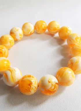 琥珀蜜蜡 手串半蜜花珀白蜜 男女佛珠单圈手穿手链