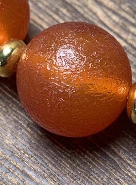 A货玛瑙手链 时尚精品老型珠天然红橘皮纹情侣款手串民族风 新款