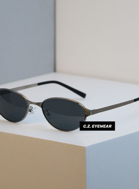 vintage老钱风韩版ins椭圆框墨镜