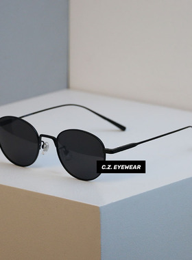 复古老钱风金属圆框墨镜素颜通勤