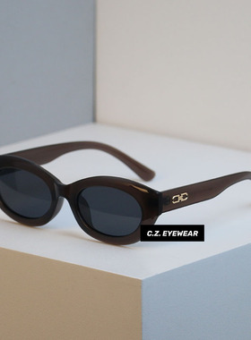 韩版红色墨镜粗框猫眼大脸显瘦