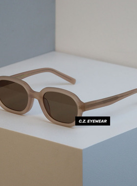 韩版Brown椭圆框高级感板材墨镜