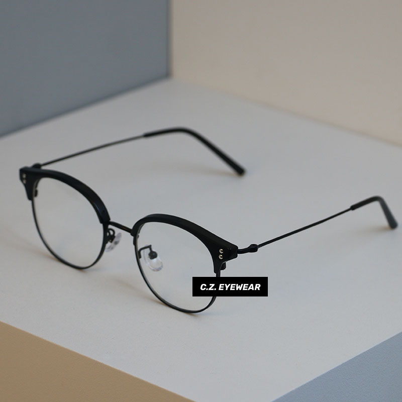 CHOZEN/size50 卡琳同款金属半框猫耳朵眼镜女款冷茶色网上配近视