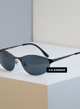 CHOZEN/y2k复古金属猫眼高级感方圆脸墨镜街拍凹造型防紫外线墨镜