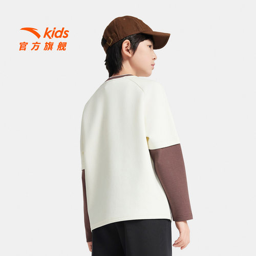 少年顽家安踏儿童长T针织长袖2025秋季新款舒适亲肤大童圆领上装 - 图2