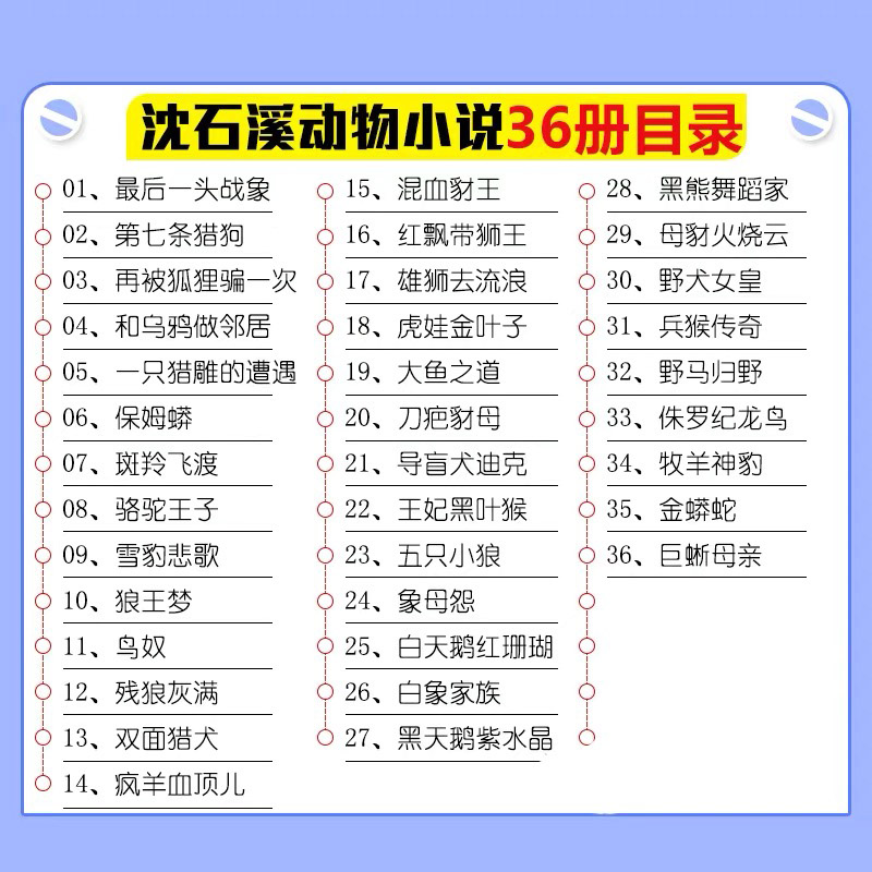 全集36册沈石溪动物小说品藏书系列狼王梦斑羚飞渡第七条猎狗雪豹悲歌混血豺王珍藏版全套画本生肖正版-图1