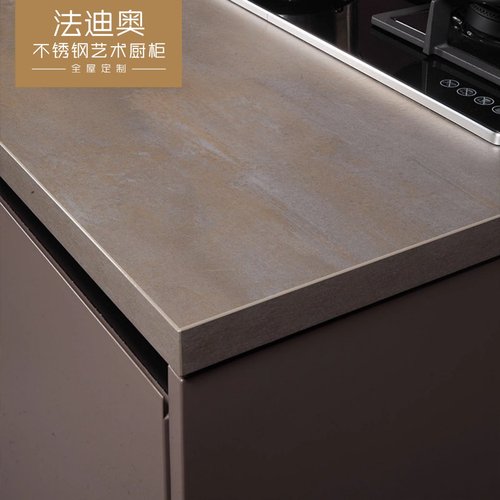 法迪奥橱柜304不锈钢厨柜轻奢开放式厨房定制中岛整装石英石板材 - 图1
