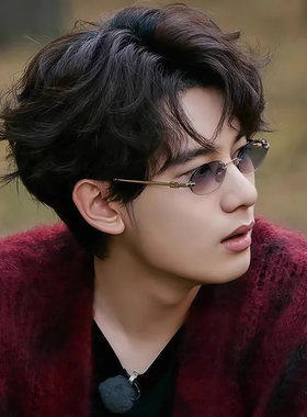 胡先煦同款墨镜个性椭圆形无框