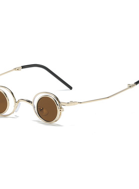 欧美翻盖太阳镜朋克复古圆形搞怪