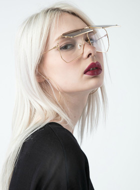 翻盖平光镜两用大框不规则太阳镜