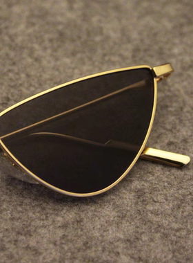 眼镜欧美风潮流摆拍墨镜男女高级感倒三角形ins风边框金属太阳镜