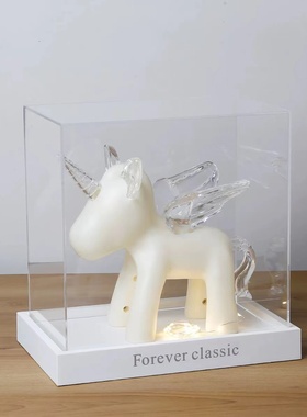 永生花独角兽树脂模型粘花粘绣球胚子亚克力礼盒包装手工DIY礼品