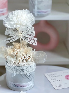 永生花康乃馨DIY教师节母亲节玻璃罩DIY制作礼物材料花店花束资材