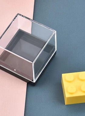 透明矿标水晶标本原石矿石收纳正方形展示塑料盒科普收藏矿标盒