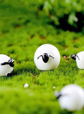 可爱迷你小羊公仔DIY草坪装饰缩微景观造景材料大中小黑脸小绵羊