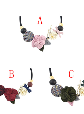 酒红蝴蝶结水钻choker轻奢颈链