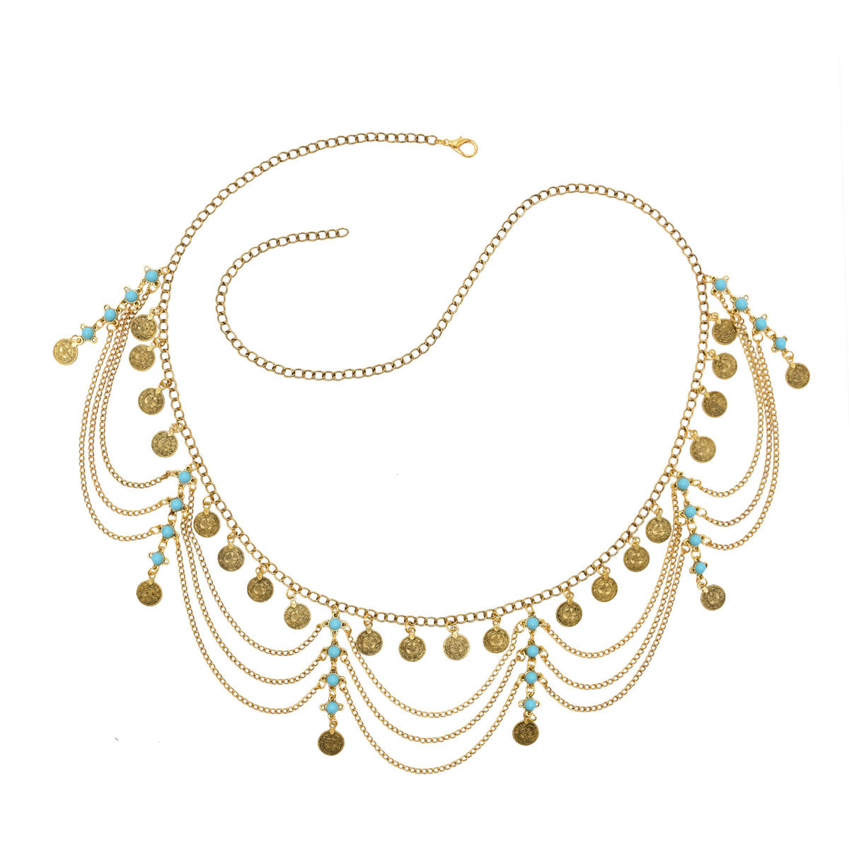 肚皮舞钱币腰链敦煌民族风多层流苏饰品云南写真腰饰长裙束腰腰带 - 图2