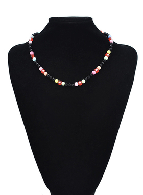 新款多巴胺彩色串珠项链女