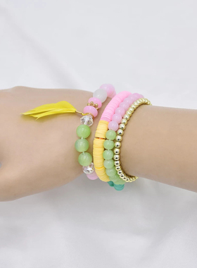 手链女水晶招桃花头绳叠戴贝壳