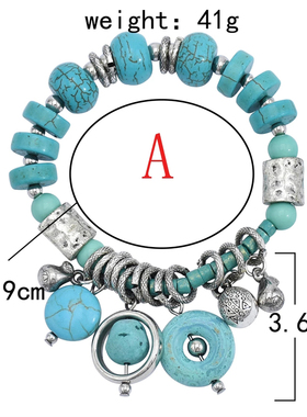 合金银色波西米亚风藏族多层手串