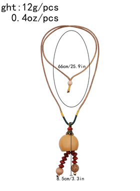欧美复古木质葫芦吊坠项链男女