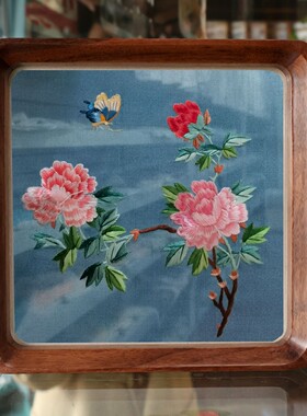 苏绣摆件手工双面绣摆台台屏中国特色刺绣蜀绣礼品送老外客户便携