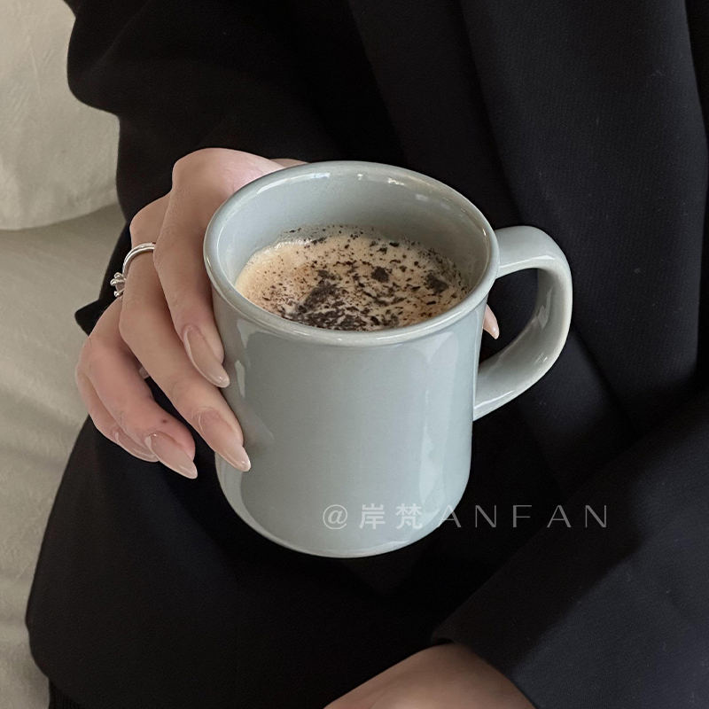岸梵 欧式简约马克杯早餐杯陶瓷水杯办公室情侣杯子高颜值咖啡杯