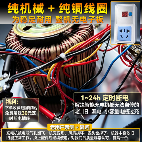 电瓶充电器6V12V24V大功率多功能纯铜通用型蓄电池汽车电池充电机 - 图1
