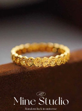 Mine Studio·2026新款古法金碎冰铜钱戒指女小众设计感指环新年