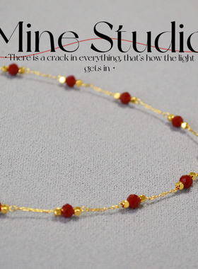 Mine Studio｜绝配刻面复古朱砂细项链简约小众气质优雅精致高级