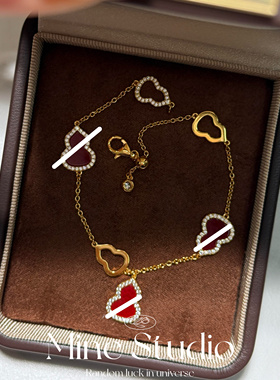 Mine Studio｜代工款葫芦Q手链女红玛瑙流苏新年镶钻手链福禄礼物