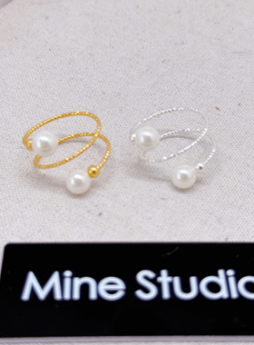 Mine Studio｜东大门简约素戒女施家珍珠ins风缠绕高级感指环百搭