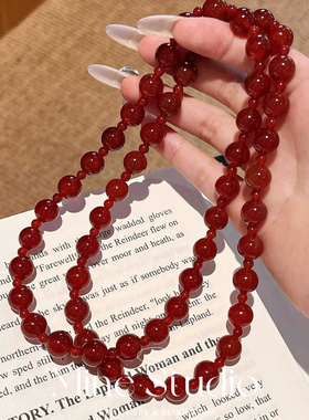 Mine Studio·许妍同款天然红玉髓玛瑙手串女小众设计赵露思项链