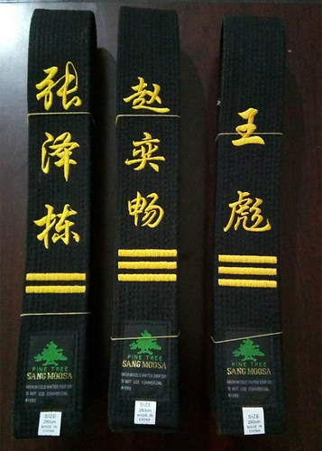 正品尚武社松树pine tree跆拳道道带 黑带腰带段位带刺绣 - 图1