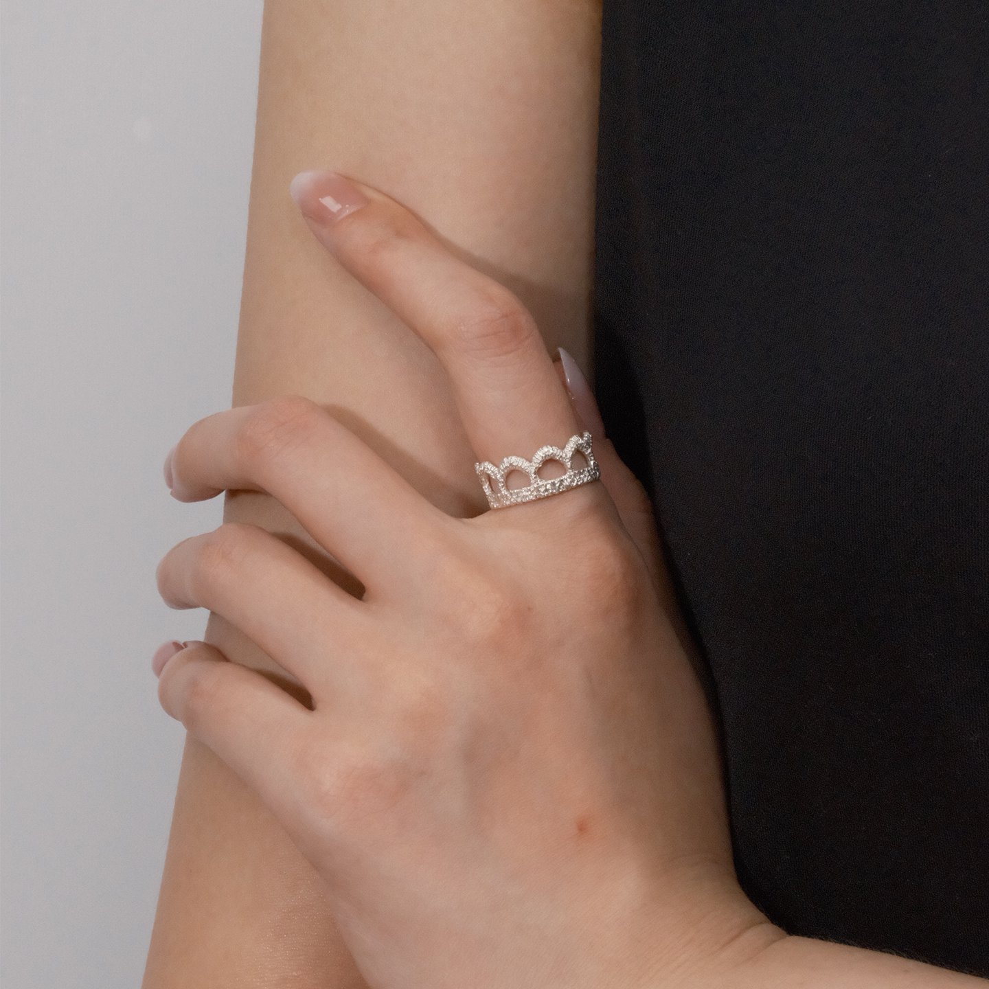 Corolla S925 lace silver crown temperament women's ring